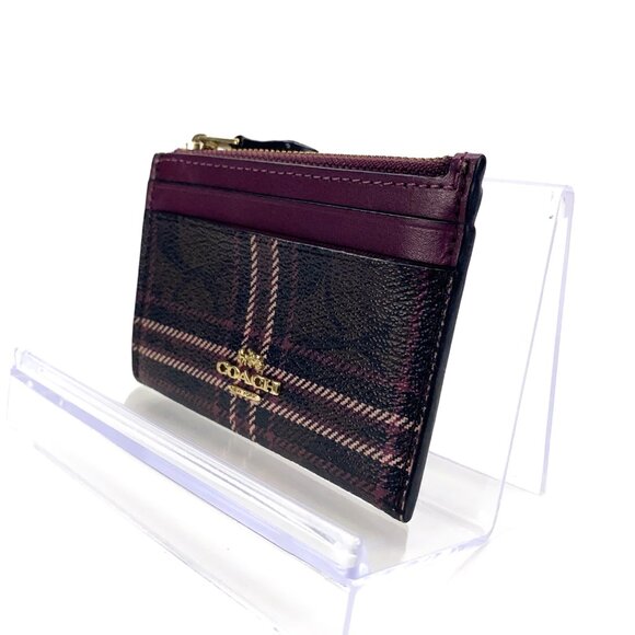 COACH Mini Skinny Coated Canvas Id Case w/ Shirting Plaid Print - Picture 6 of 8